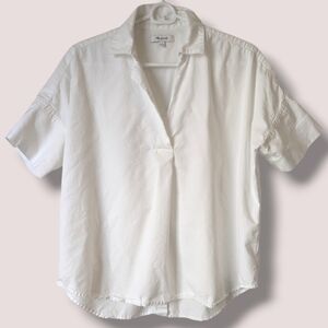 Madewell White Courier Button-Back Modal Blend Boxy Shirt Preppy Essential